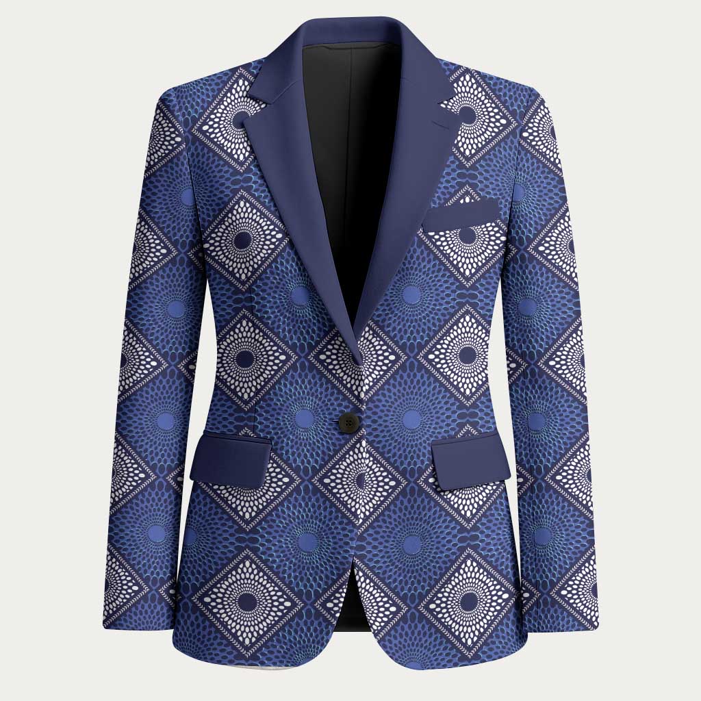 Indigo Diamond African Ankara Pattern Blazer