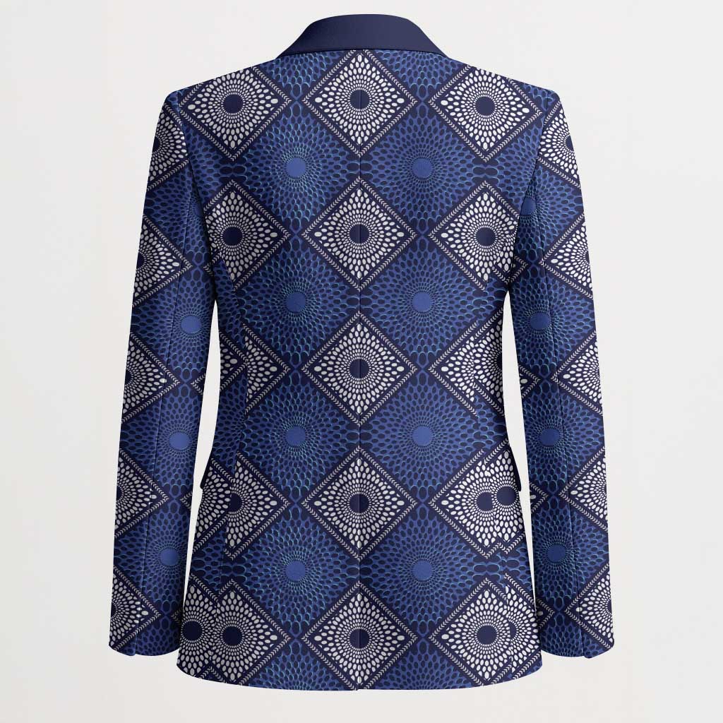 Indigo Diamond African Ankara Pattern Blazer