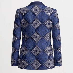 Indigo Diamond African Ankara Pattern Blazer