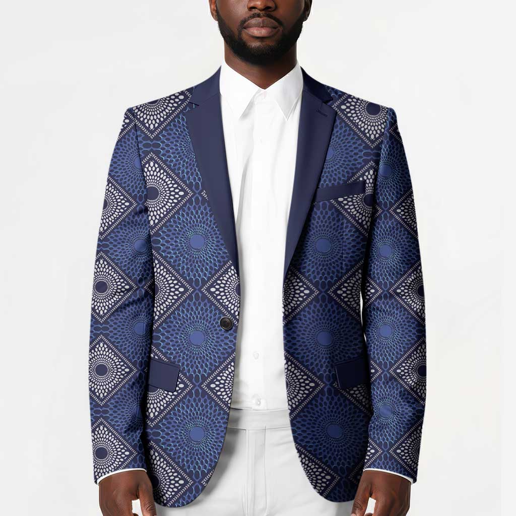 Indigo Diamond African Ankara Pattern Blazer
