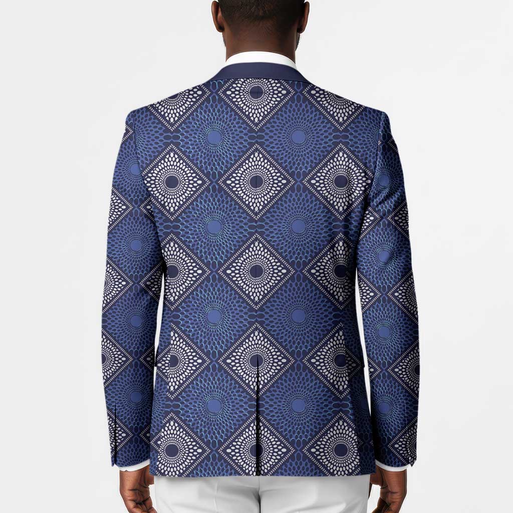 Indigo Diamond African Ankara Pattern Blazer