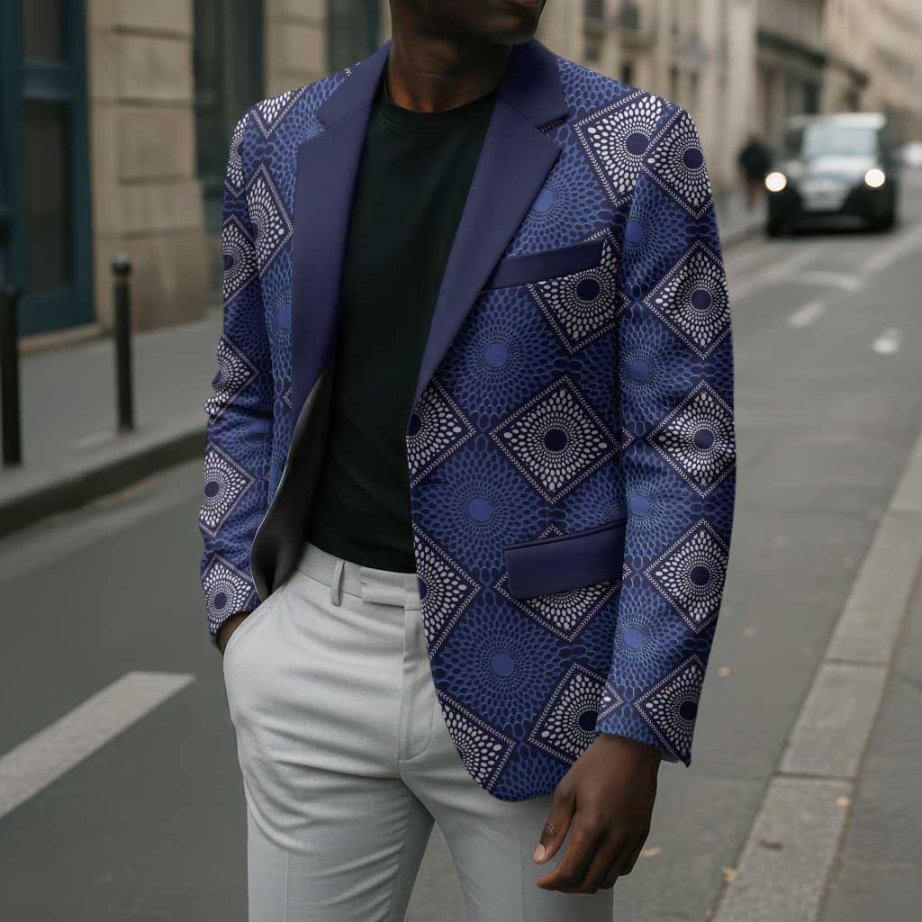 Indigo Diamond African Ankara Pattern Blazer