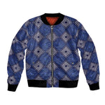 Indigo Diamond African Ankara Pattern Bomber Jacket