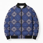 Indigo Diamond African Ankara Pattern Bomber Puffer Jacket