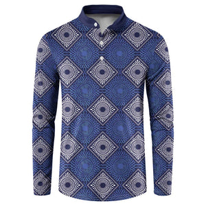 Indigo Diamond African Ankara Pattern Button Sweatshirt