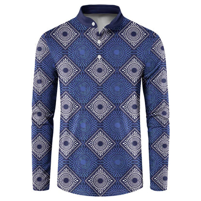 Indigo Diamond African Ankara Pattern Button Sweatshirt