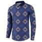 Indigo Diamond African Ankara Pattern Button Sweatshirt