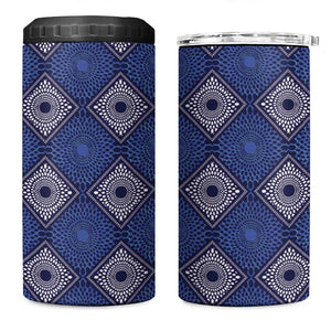 Indigo Diamond African Ankara Pattern 4 in 1 Can Cooler Tumbler
