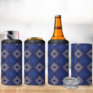 Indigo Diamond African Ankara Pattern 4 in 1 Can Cooler Tumbler
