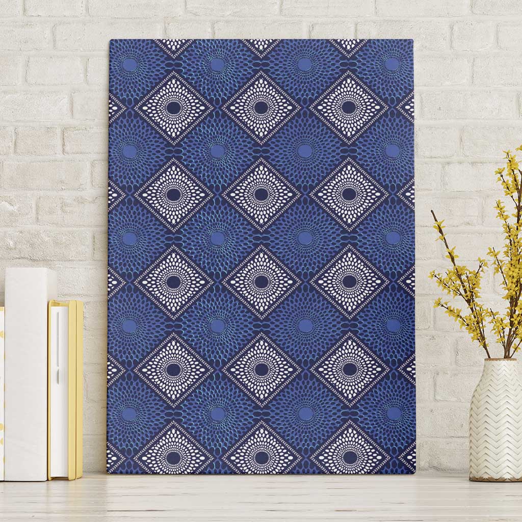 Indigo Diamond African Ankara Pattern Canvas Wall Art