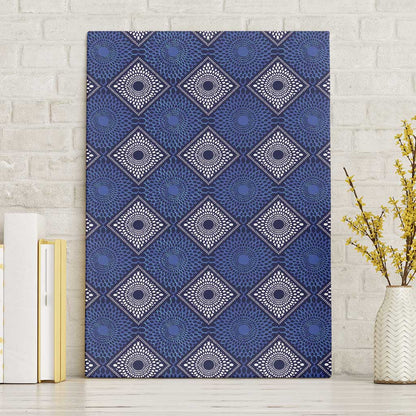 Indigo Diamond African Ankara Pattern Canvas Wall Art
