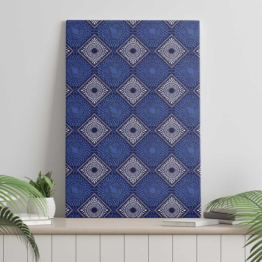 Indigo Diamond African Ankara Pattern Canvas Wall Art