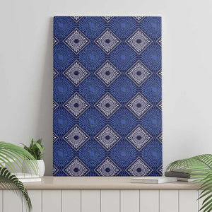 Indigo Diamond African Ankara Pattern Canvas Wall Art