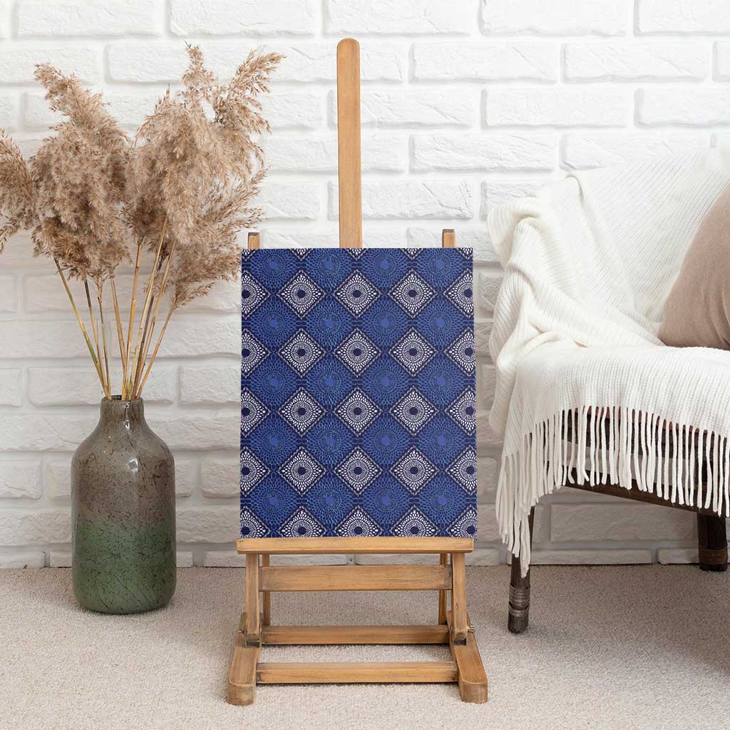 Indigo Diamond African Ankara Pattern Canvas Wall Art
