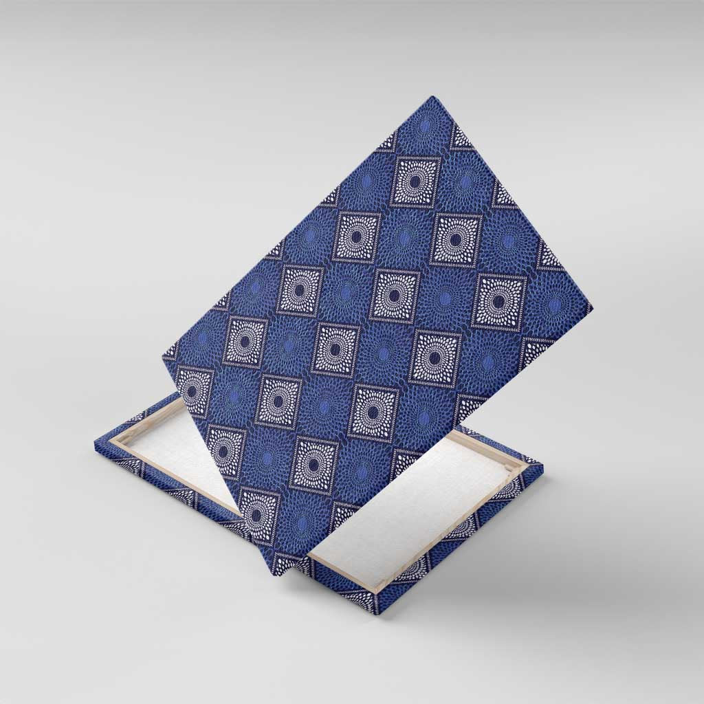 Indigo Diamond African Ankara Pattern Canvas Wall Art