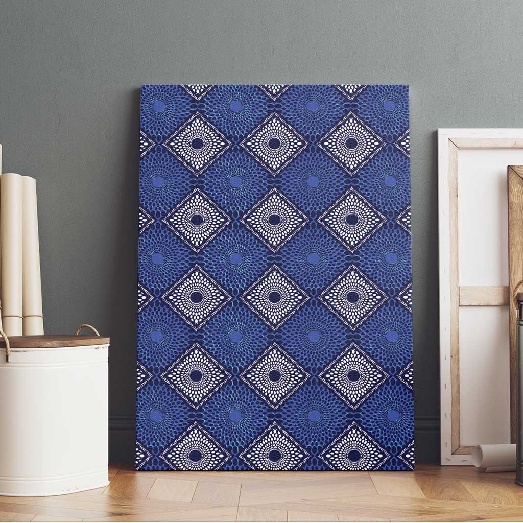 Indigo Diamond African Ankara Pattern Canvas Wall Art
