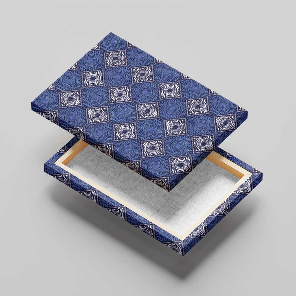 Indigo Diamond African Ankara Pattern Canvas Wall Art