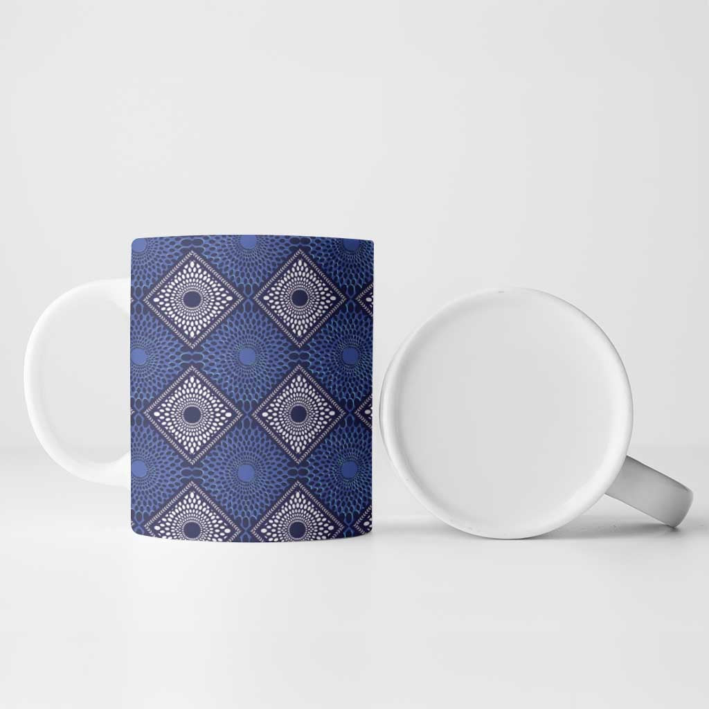 Indigo Diamond African Ankara Pattern Ceramic Mug