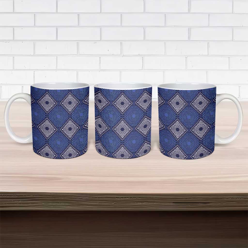 Indigo Diamond African Ankara Pattern Ceramic Mug