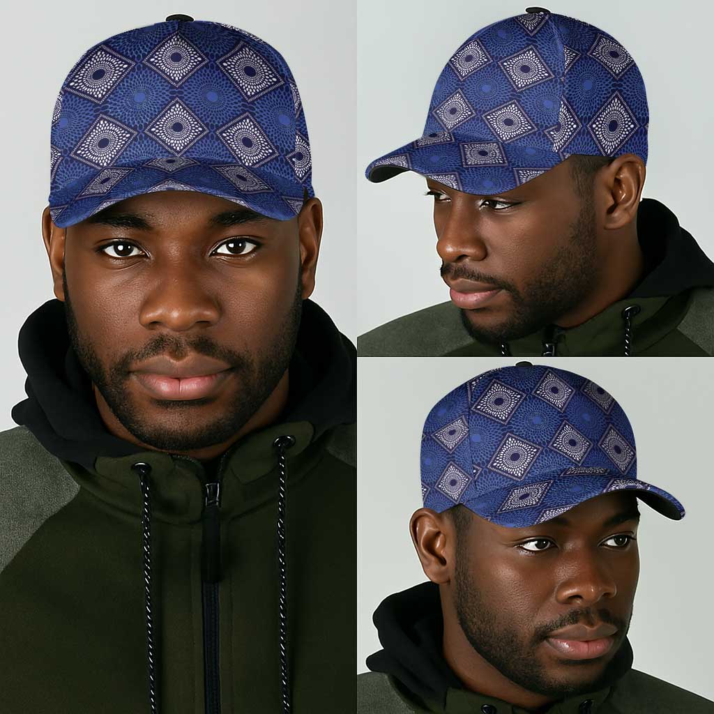 Indigo Diamond African Ankara Pattern Classic Cap