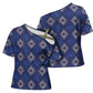 Indigo Diamond African Ankara Pattern Cross Shoulder Shirt