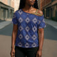 Indigo Diamond African Ankara Pattern Cross Shoulder Shirt