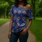 Indigo Diamond African Ankara Pattern Cross Shoulder Shirt