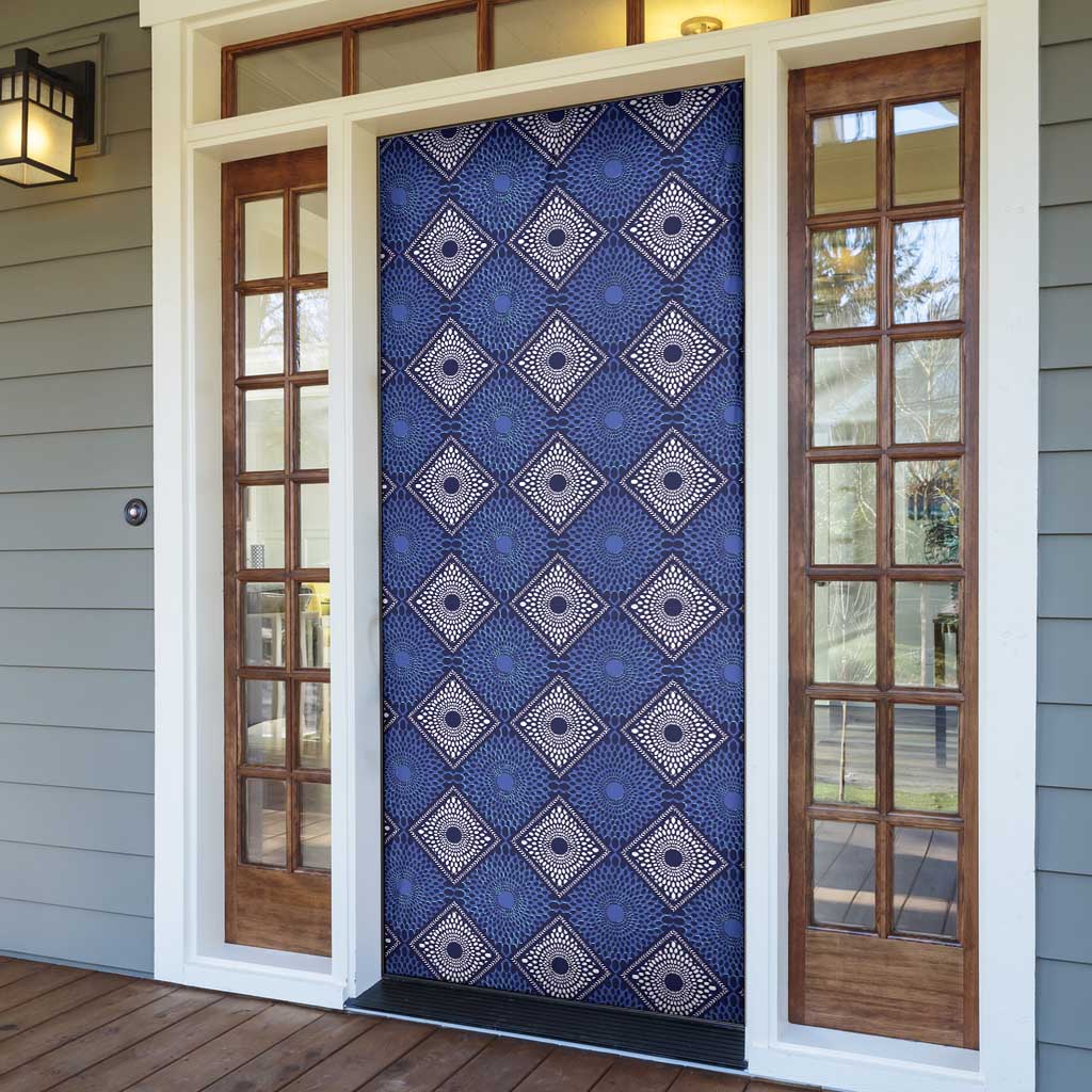 Indigo Diamond African Ankara Pattern Door Cover