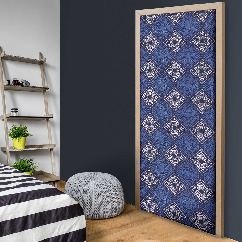 Indigo Diamond African Ankara Pattern Door Cover