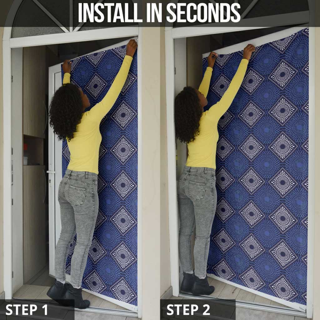Indigo Diamond African Ankara Pattern Door Cover