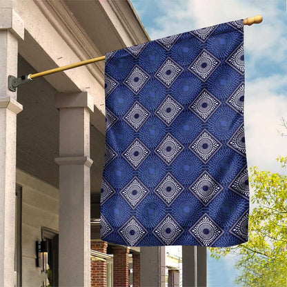 Indigo Diamond African Ankara Pattern Garden Flag