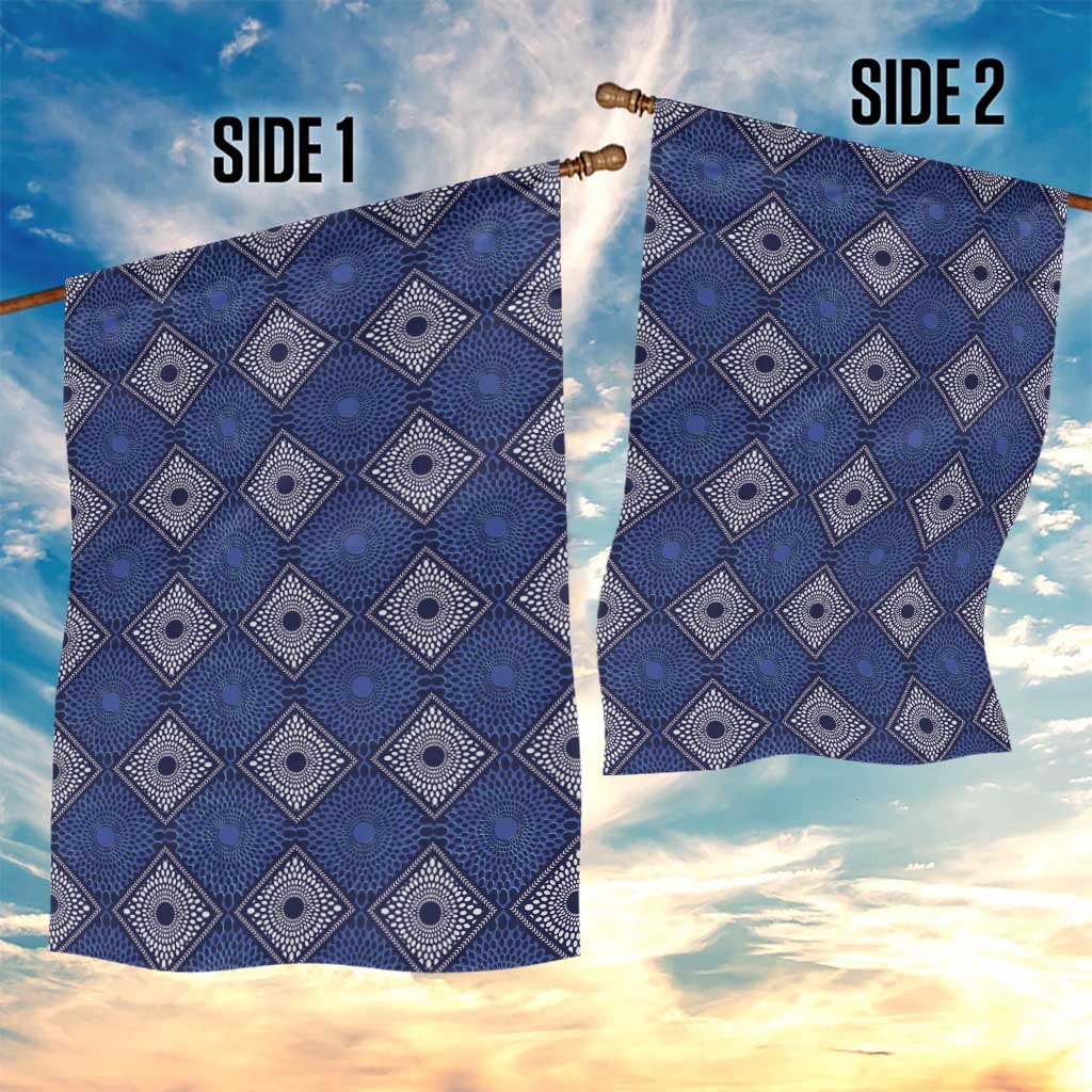 Indigo Diamond African Ankara Pattern Garden Flag