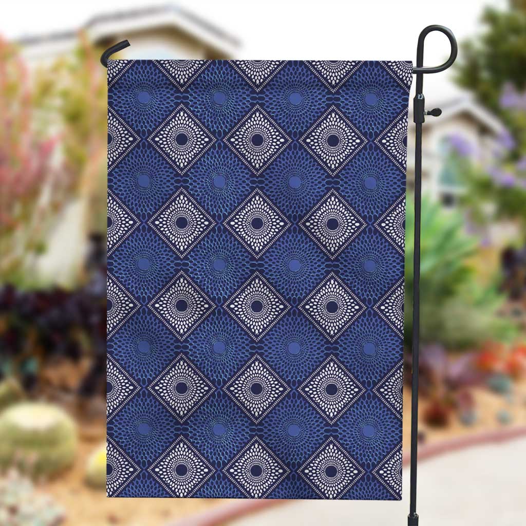 Indigo Diamond African Ankara Pattern Garden Flag