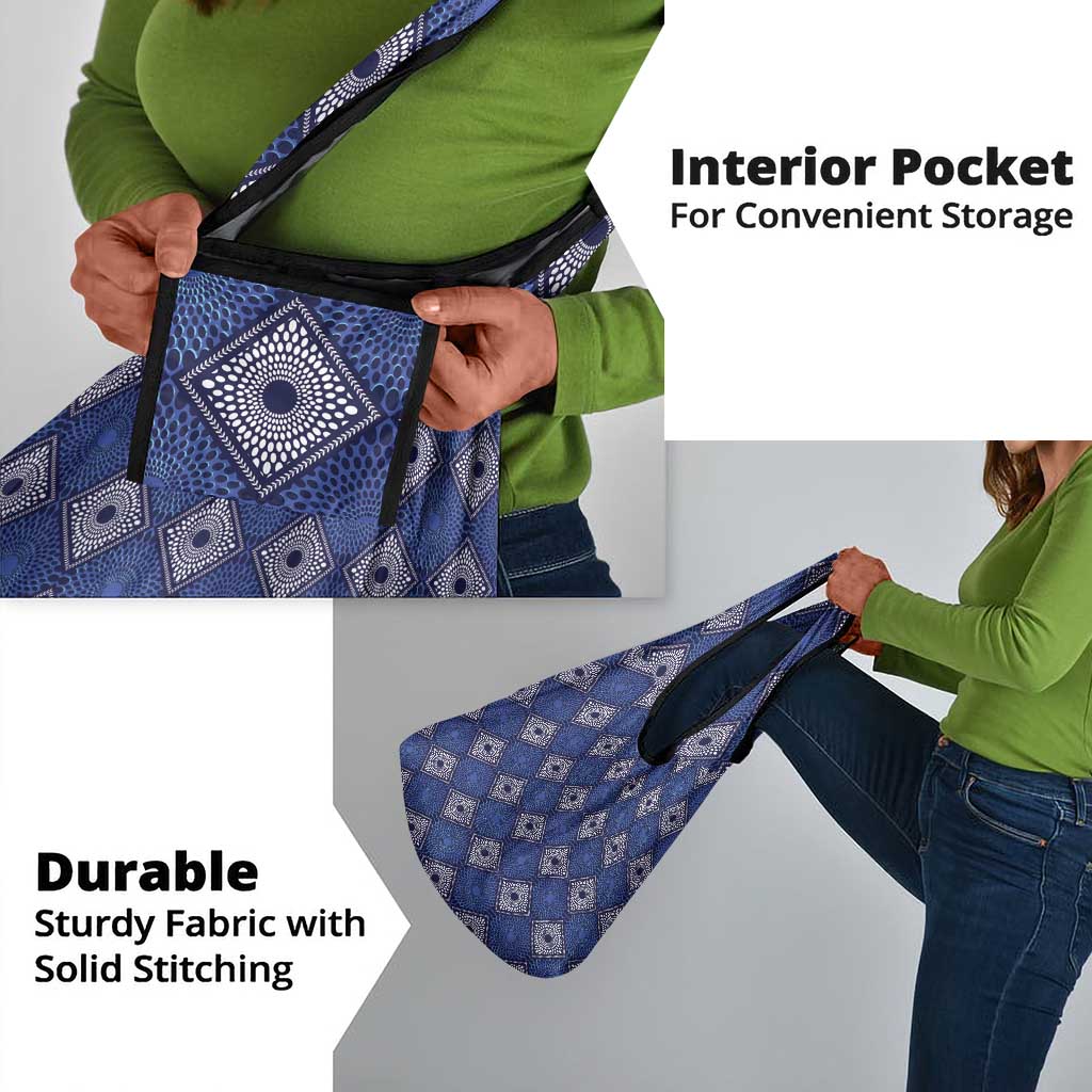 Indigo Diamond African Ankara Pattern Grocery Bag