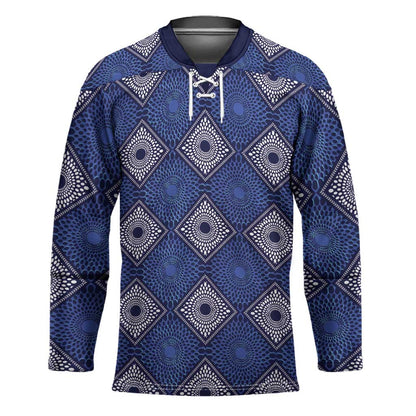 Indigo Diamond African Ankara Pattern Hockey Jersey