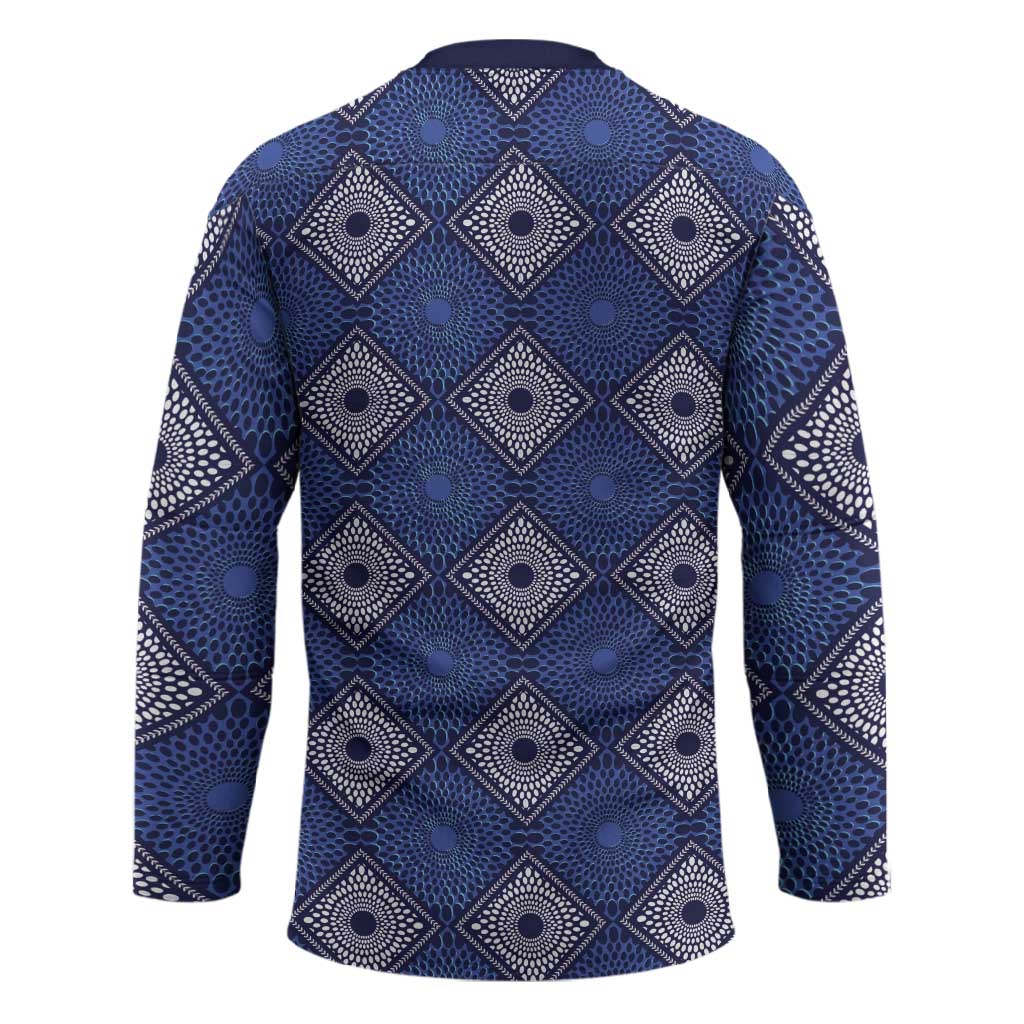 Indigo Diamond African Ankara Pattern Hockey Jersey