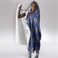 Indigo Diamond African Ankara Pattern Hooded Blanket