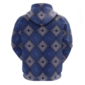 Indigo Diamond African Ankara Pattern Hoodie