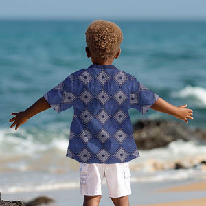 Indigo Diamond African Ankara Pattern Kid Hawaiian Shirt