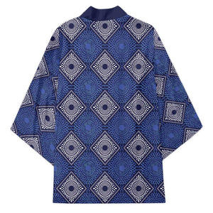 Indigo Diamond African Ankara Pattern Kimono