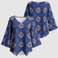 Indigo Diamond African Ankara Pattern Kimono Sleeve Blouse