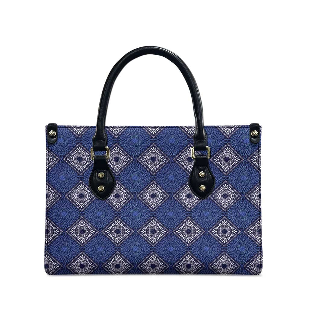 Indigo Diamond African Ankara Pattern Leather Bag
