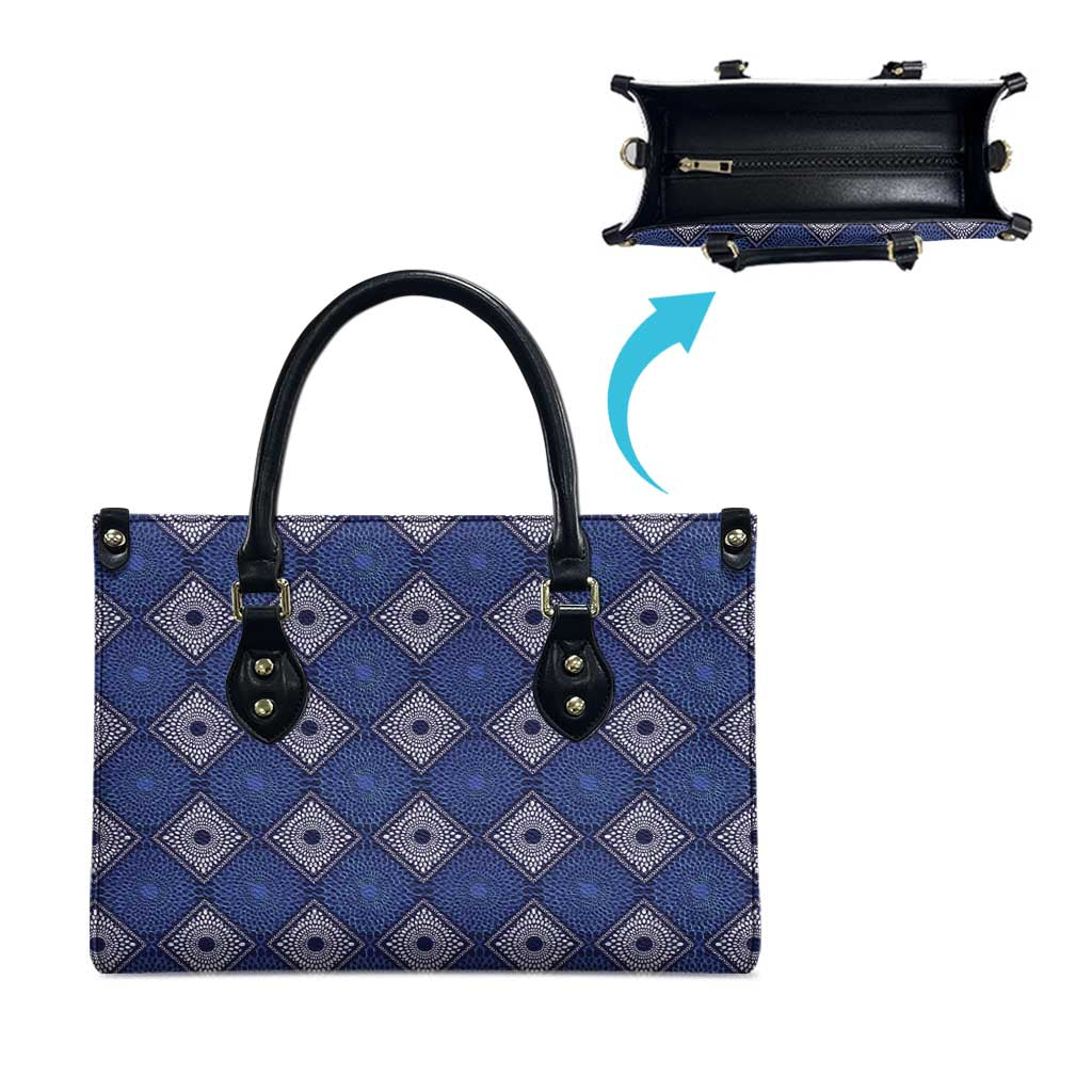 Indigo Diamond African Ankara Pattern Leather Bag