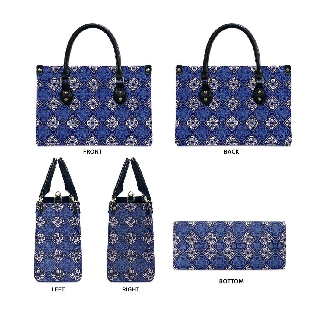Indigo Diamond African Ankara Pattern Leather Bag