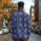 Indigo Diamond African Ankara Pattern Long Sleeve Shirt