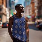 Indigo Diamond African Ankara Pattern Men Tank Top