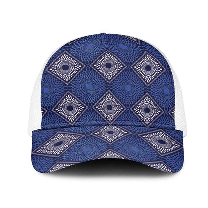 Indigo Diamond African Ankara Pattern Mesh Trucker Cap