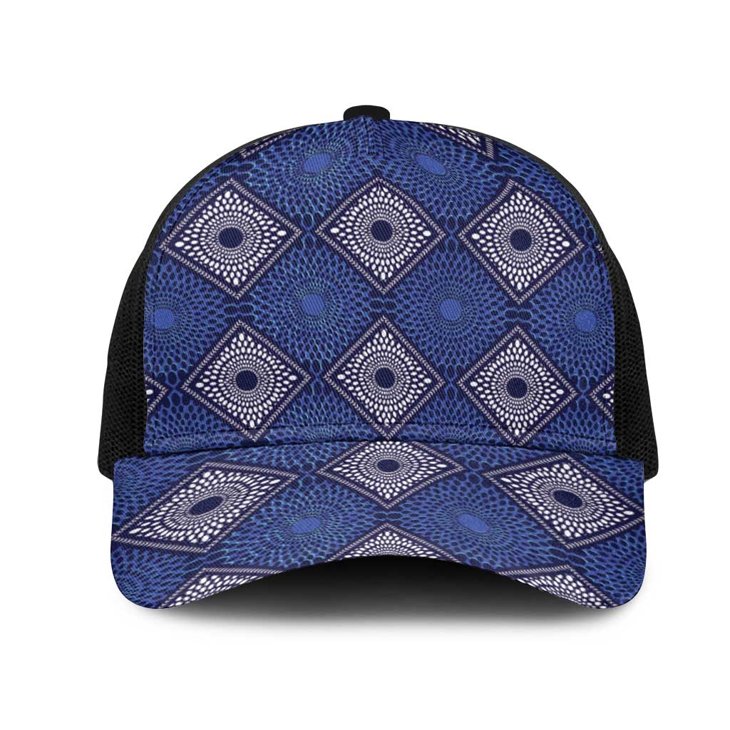 Indigo Diamond African Ankara Pattern Mesh Trucker Cap