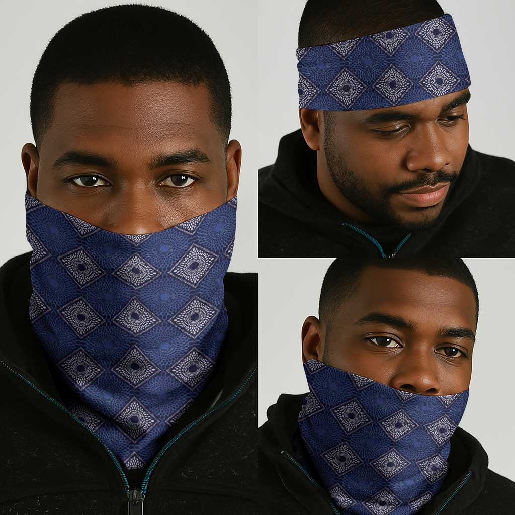 Indigo Diamond African Ankara Pattern Neck Gaiter