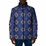 Indigo Diamond African Ankara Pattern Padded Jacket